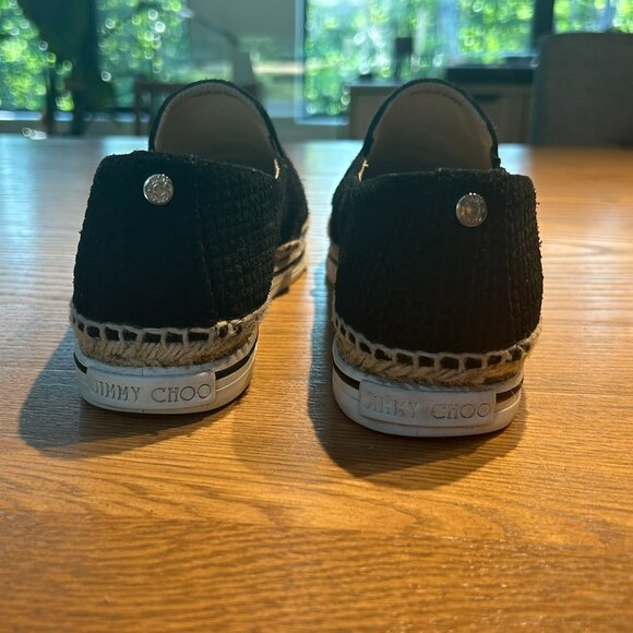 Jimmy Choo Black Cubed Suede Dawn Slip On Espadrille - Picture 11 of 11